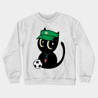 Cute Black Cat Playing Soccer Crewneck Sweatshirt